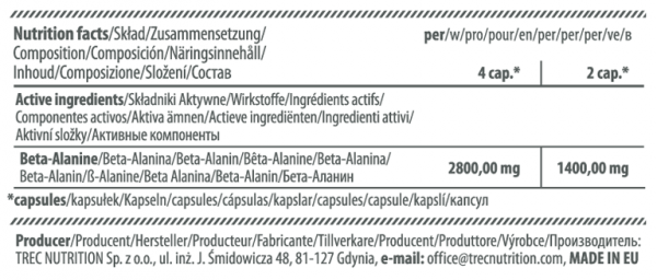 Beta-Alanine от Trec Nutrition (120капсул)  Бета-аланин  Трек